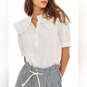 ba&sh Iseut Peter Pan Collar Top in Baby Blue XS 1